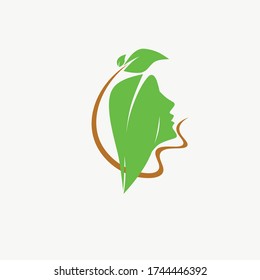 women's logos and leaves vector illustration