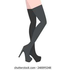 Women's Long Boots Vector illustration