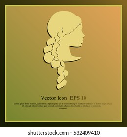 Women's long braid hairstyle. Illustration for beauty salons and hairdressers