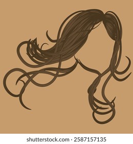 women's long hair wig vector illustration