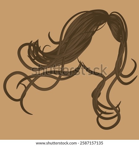 women's long hair wig vector illustration