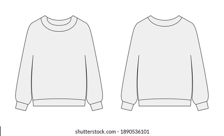 Women's long hand sweater outline vector template. suitable for clothing and fashion design purposes