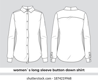 Women`s long sleeve button down shirt  