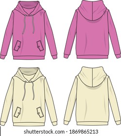 Women's Long Sleeve Hoodies vector template pattern