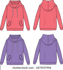 Women's Long Sleeve Hoodies vector template pattern