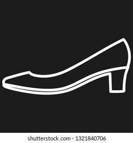 Women's low-heeled shoe outlined icon in dark background