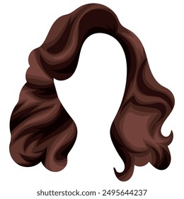 women's medium length curly brown hair without bangs with voluminous styling for female characters