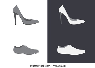women's and men's shoes. template. vector illustration.