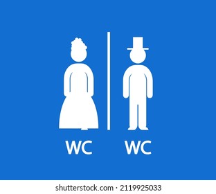 Women's and men's toilet icon. Signboard symbol. Vector illustration.