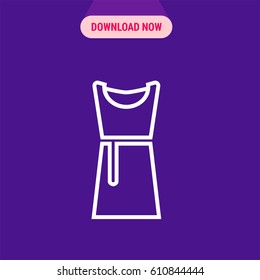 Women's Mini Dress Vector Icon, The outlined symbol of dress with bell. Simple, modern flat vector illustration for mobile app, website or desktop app   