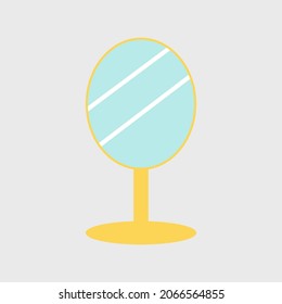 Women's mirror vector illustration. Golden mirror make up in vintage style on a light background. Vector isolated illustration.