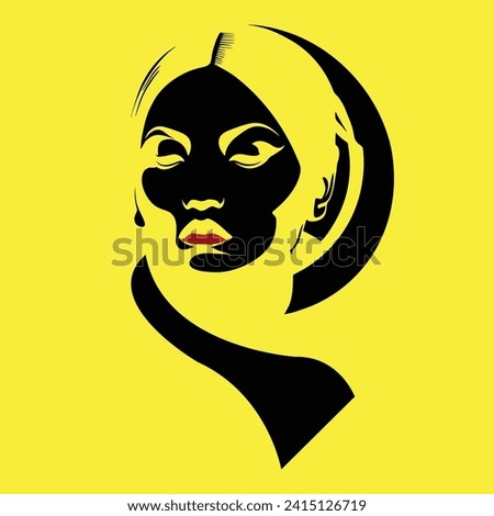Women's mistry face, woman face logo, women face vector Imagine de stoc © 