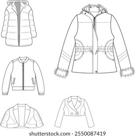 Women's model clothing designs. coat drawings and more