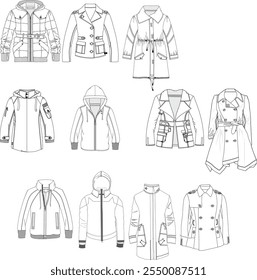 Women's model clothing designs. coat drawings and more