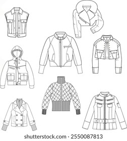 Women's model clothing designs. coat drawings and more