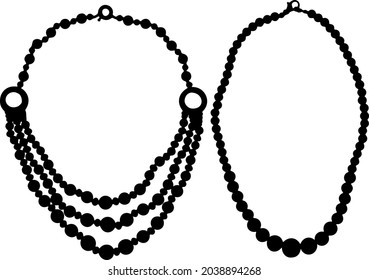Womens necklace and beads in a set. Vector image.