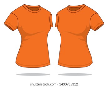 Women's Orange T-Shirt for Template, Perspective View