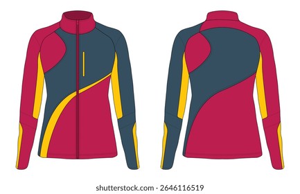 Women's outdoor jacket mockup front and back view