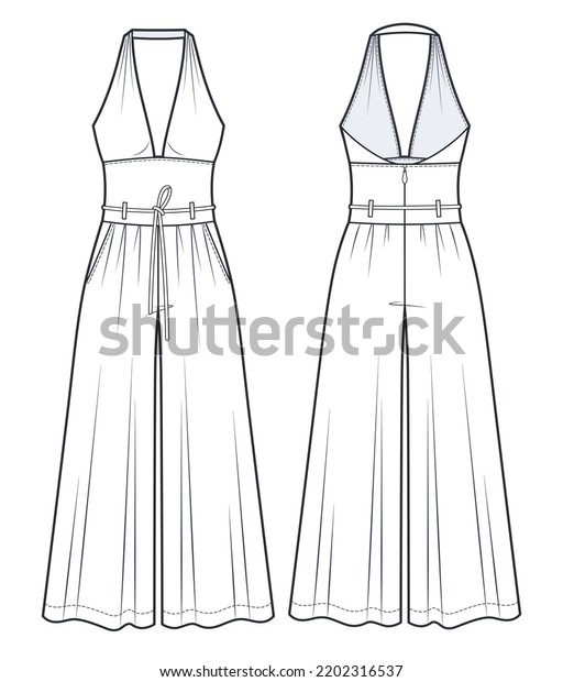 Womens Overall Jumpsuit Technical Fashion Illustration Stock Vector ...