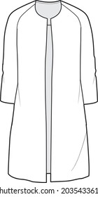 Women's overcoat fashion flat sketch vector illustration