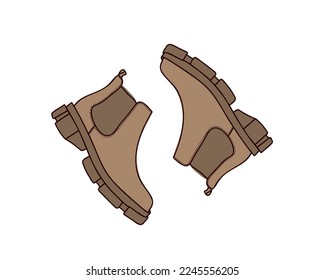 Women's pair of Chelsea shoes. Flat vector illustration