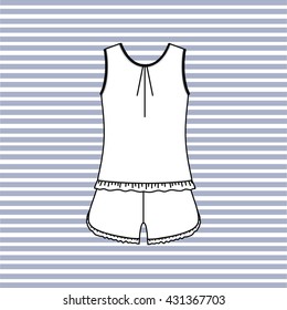 Women's pajamas jersey drawn vector. feminine homewear.