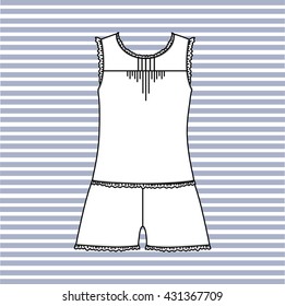 Women's pajamas jersey drawn vector. feminine homewear.