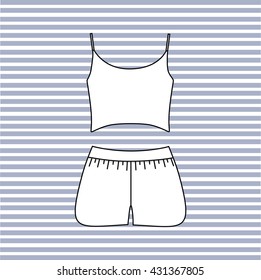 Women's pajamas jersey drawn vector. feminine homewear.