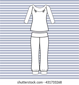 Women's pajamas jersey drawn vector. feminine homewear.