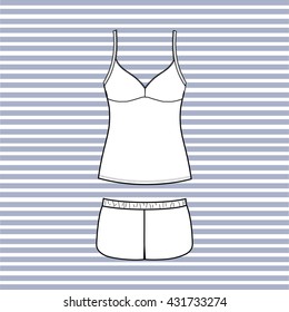 Women's pajamas jersey drawn vector. feminine homewear.