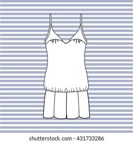 Women's pajamas jersey drawn vector. feminine homewear.