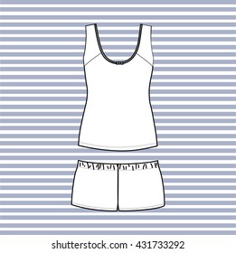 Women's pajamas jersey drawn vector. feminine homewear.