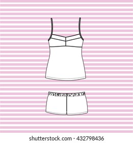 Women's pajamas jersey drawn vector. feminine homewear.