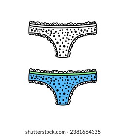 Women's panties. Hand drawn vector illustration in doodle style. 