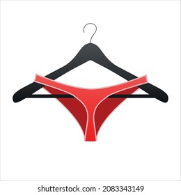 Bragas de mujeres con una percha. icono vector para Internet