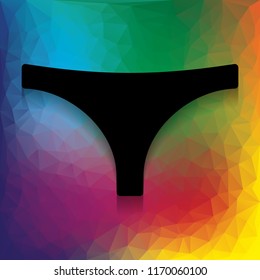 Women's panties sign. Vector. Flat style black icon on white.