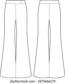 Pantalones de mujeres. Esbozo vectorial de moda.
