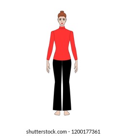 women's pants template collection, vector sketch illustration. Different styles of jeans, shorts, overalls, sweat pants, business formal pants, loose pants and leggings