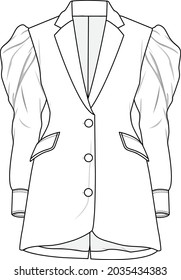 Womens party jacket fashion flat sketch vector illustration