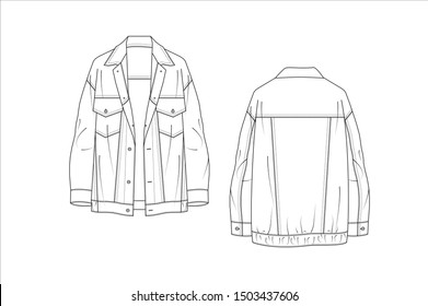 Women's Pea coat Technical Drawing vector 