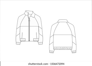 Women's Pea coat Technical Drawing vector 