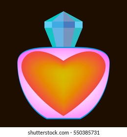 Women's perfume bottle isolated on dark background