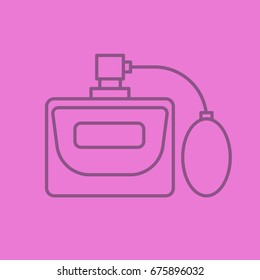 Women's perfume linear icon. Thin line outline symbols on color background. Vector illustration