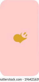 Women's phone cover design, golden heart on pink background