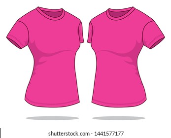 Women's Pink T-Shirt for Template
: Perspective View