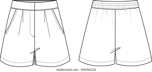 Womens Pleated Shorts Shorts Technical Fashion Stock Vector (Royalty ...