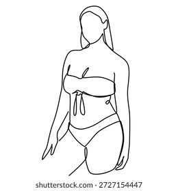 maiô feminino plus size maiô um desenho de linha. maiô feminino plus size maiô ilustração de linha única. maiô feminino plus size maiô minimalista arte de linha.