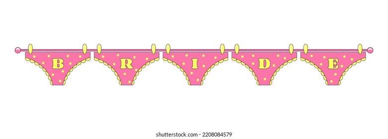 Womens Polka Dot Briefs Hanging On A Rope Bachelorette Party Illustration For The Bride In Groovy Style Temporary Sticker Or Badge