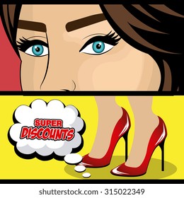 Womens in pop art cartoons graphics, vector illustration eps 10