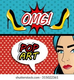 Womens in pop art cartoons graphics, vector illustration eps 10